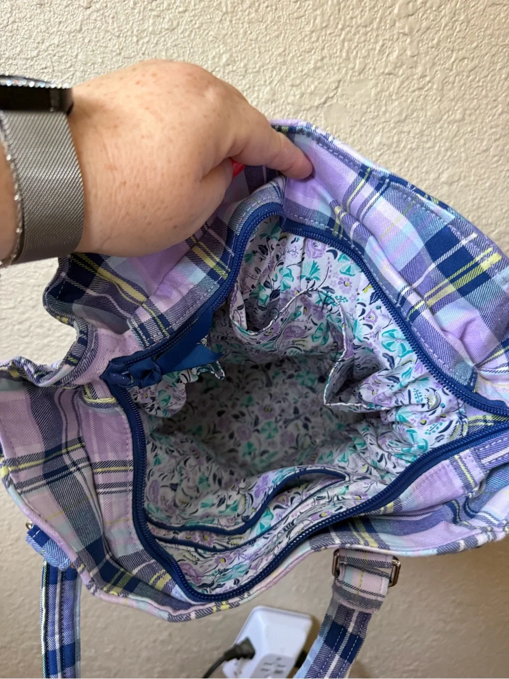 Vera Bradley Quilted Lavender Plaid Shoulder Bag